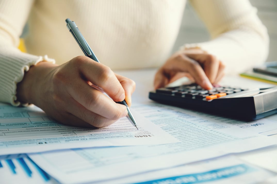 Woman Filing Taxes